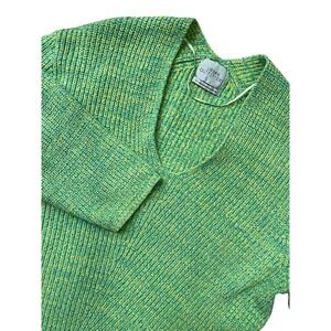 Urban Outfitters Green Yellow Marled‎ V-Neck Shaker Knit Oversized Sweater Small